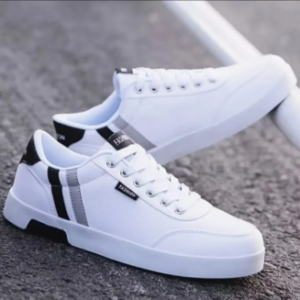 Running Sneakers for Men - Low Top Type - White Color - Casual Lace-Up Shoes for Every Season - Fashionable and Lightweight